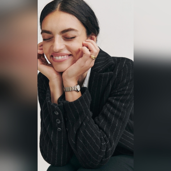 Reformation Wayne Coat Pinstripe Heavyweight Long Large - Picture 8 of 8